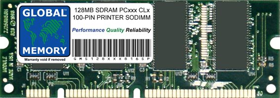 128MB SDRAM PC100/133 100-PIN SODIMM MEMORY RAM FOR PRINTERS (ML-00MD/XAA , 16H0059 , MD-128 , C9121A , Q9121A , Q7709A , A0360951 , 26527 , 28P1852...